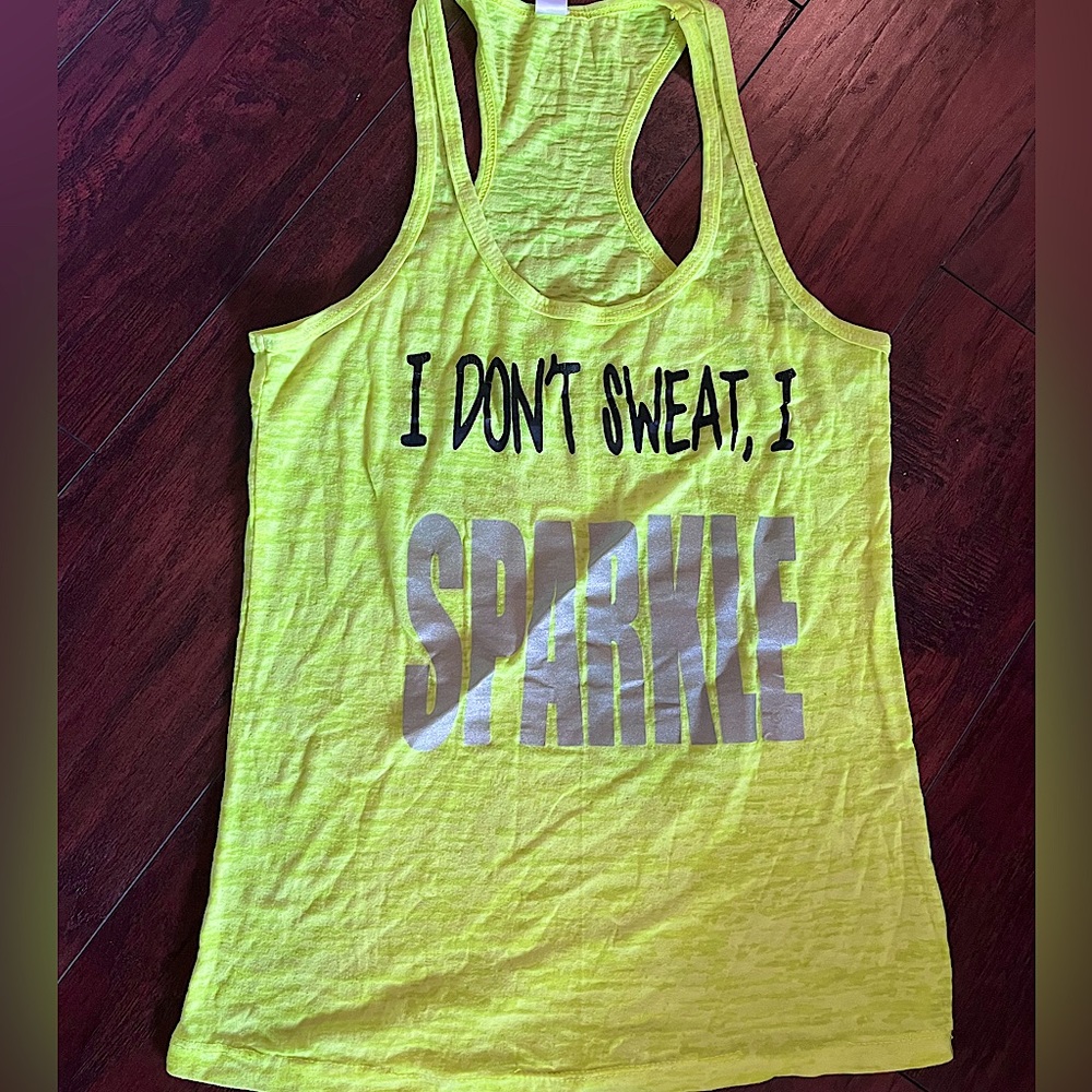 I Don’t Sweat, I SPARKLE ✨ Burnout Tank, Size Small LIKE NEW